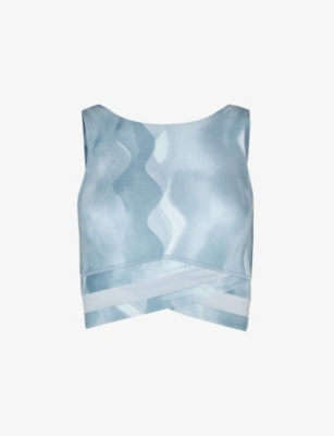Sweaty Betty Polyester Top With Stretch And Printed Pattern In Blue Vintage Print