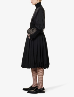 Noir Kei Ninomiya Womens Black Sheer-overlay Cropped Wool-knitted 