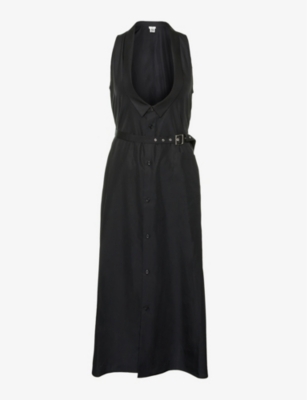 NOIR KEI NINOMIYA: Detachable-belt sleeveless cotton midi dress