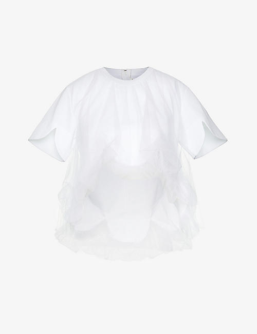 NOIR KEI NINOMIYA: Mesh-overlay cotton T-shirt
