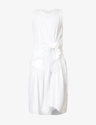 NOIR KEI NINOMIYA: Gathered longline cotton-jersey top