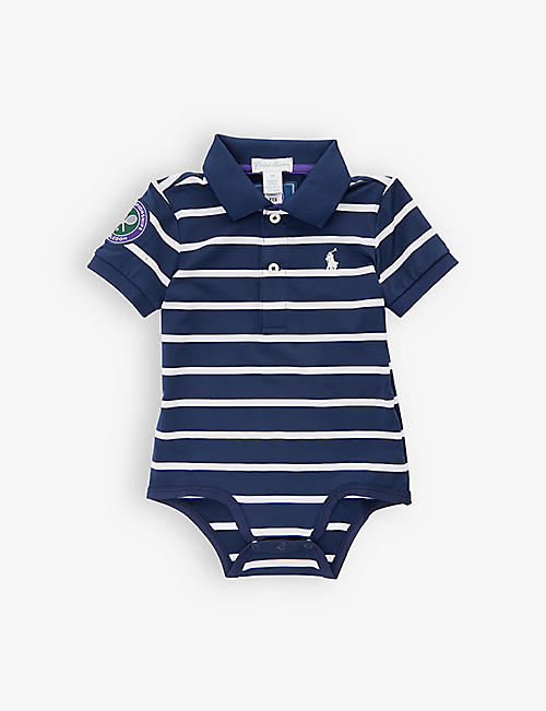 RALPH LAUREN: Wimbledon logo-embroidered stretch-recycled-polyester bodysuit 3-18 months