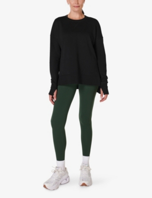 Sweaty Betty Womens Black After Class Relaxed-fit Cotton-blend Jumper In Black