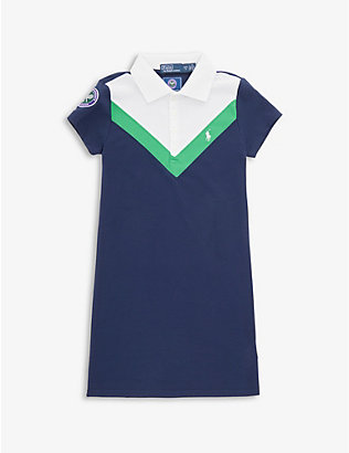 RALPH LAUREN: Wimbledon kogo-embroidered stretch-cotton and recycled-polyester blend piqué dress 7-14 years