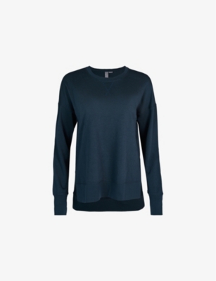 Sweaty Betty Womens Navy Blue After Class Relaxed-fit Cotton-blend Jumper