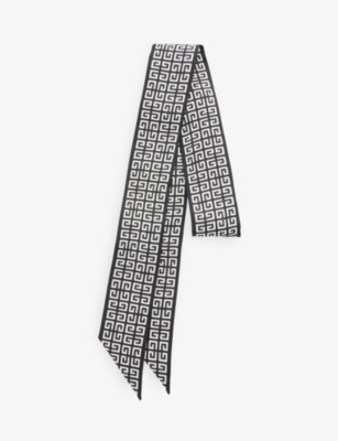 Givenchy 4g Graphic-print Silk Scarf In Black/white