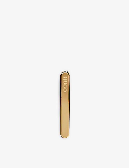 HUGO: Brand-engraved gold-tone stainless-steel tie clip