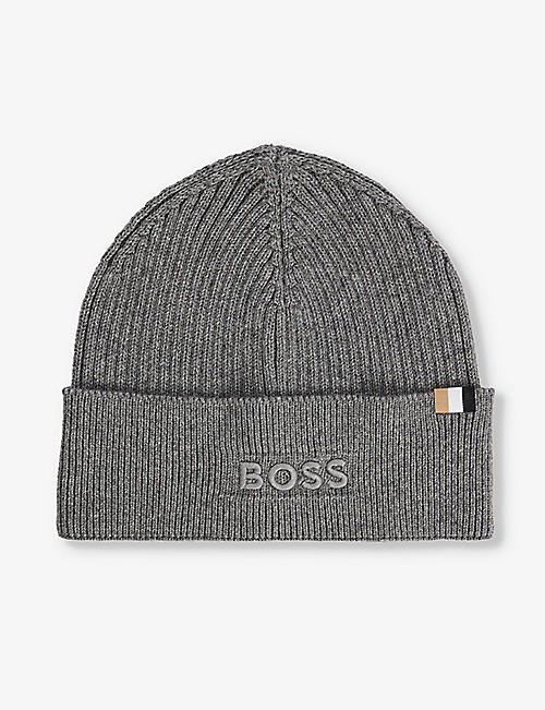 BOSS: Logo-embroidered cotton-blend beanie hat