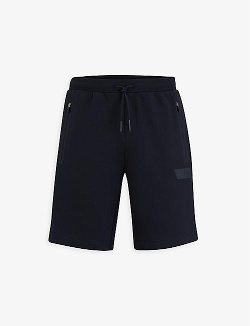 BOSS: Logo-patch drawstring stretch-cotton shorts