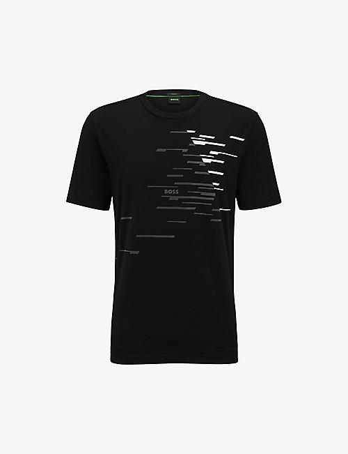BOSS: Graphic-print stretch cotton T-shirt