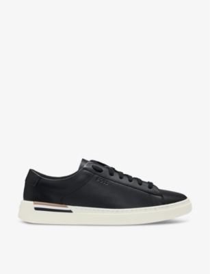 Hugo Boss Lace-up Leather Sneakers In Black