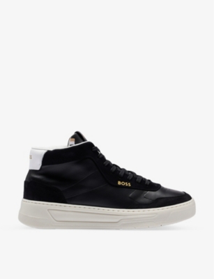 Hugo Boss Boss Mens Black Logo-printed Chunky-sole Leather High-top Trainers