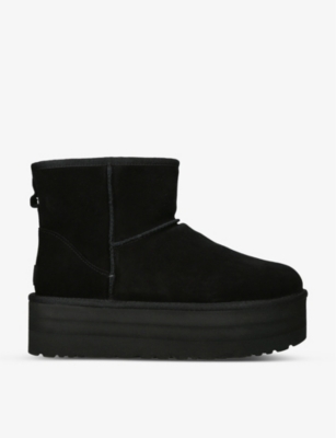 Shop Ugg Classic Mini Suede Platform Boots In Black