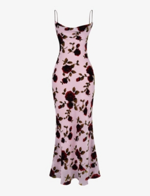 HOUSE OF CB: Serena floral-print stretch-woven maxi dress
