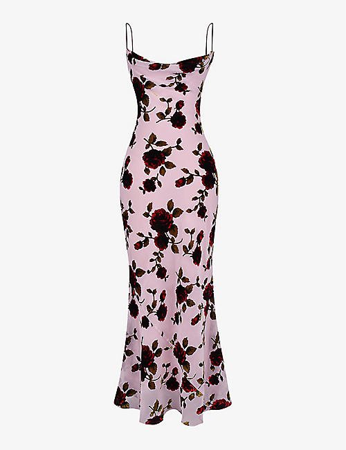 HOUSE OF CB: Serena floral-print stretch-woven maxi dress