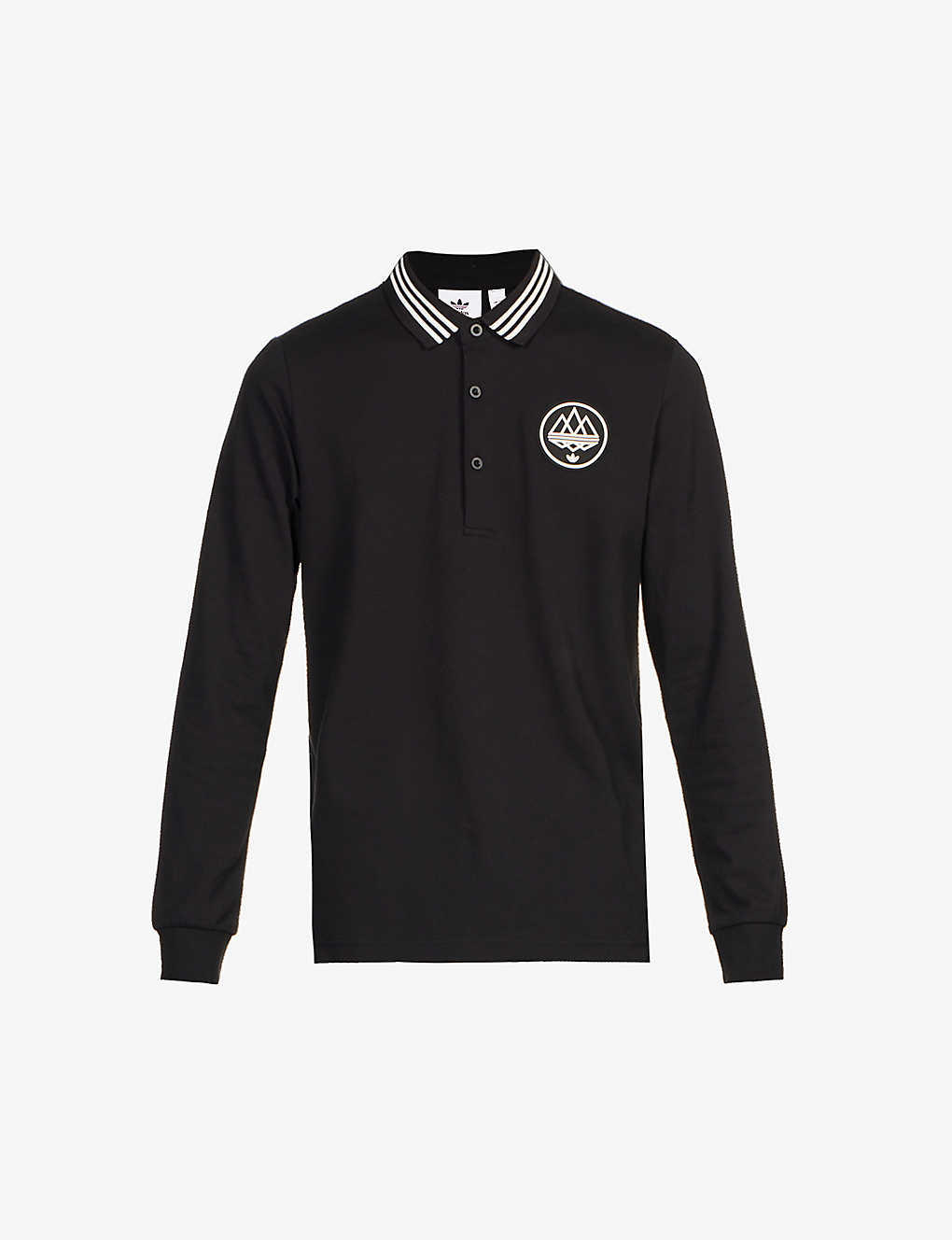 Adidas Statement Mens Black Spezial Logo-patch Cotton And Recycled Polyester-blend Polo Shirt
