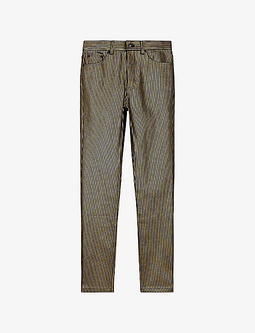 THE KOOPLES: Metallic-stripe slim-leg high-rise stretch-denim jeans