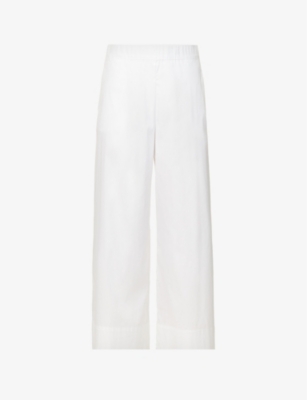 MAX MARA MAX MARA WOMEN'S OPTICAL WHITE SALA WIDE-LEG HIGH-RISE STRETCH-COTTON BLEND TROUSERS,65637211