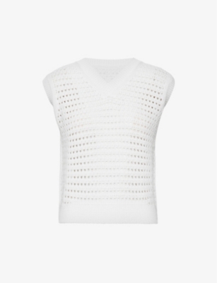 Max Mara Leisure Palco Open Stitch Sweater Vest In White