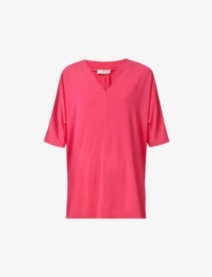 Max Mara Locarno Side-split Stretch-woven Top In Fuchsia