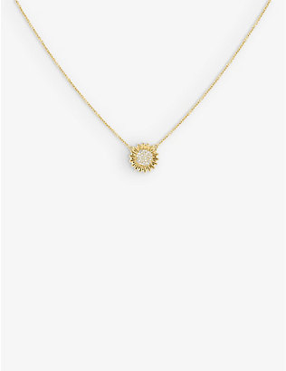 THE ALKEMISTRY: Meher Sun 18ct yellow-gold and 0.11ct diamond pendant necklace