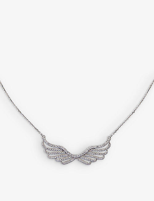 THE ALKEMISTRY: Meher wing 18ct white-gold and 0.70ct diamond necklace