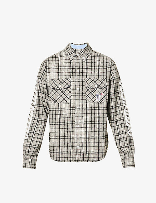 BILLIONAIRE BOYS CLUB: Check-print long-sleeved woven-blend shirt