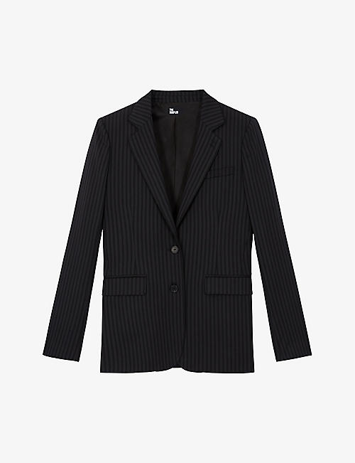 THE KOOPLES: Stripe-pattern notched-collar stretch-wool jacket