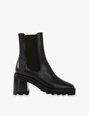 The Kooples Cleated-sole Leather Heeled Chelsea Boots In Bla01