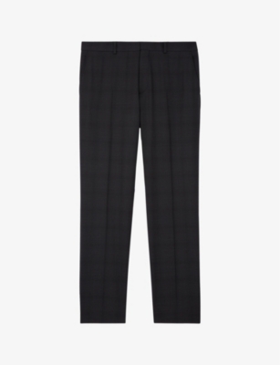 The Kooples Mens Bla01 Prince Of Wales-check Regular-fit Straight-leg Stretch-woven Trousers