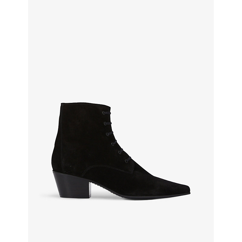 The Kooples Womens Bla01 High-top Bevelled-heel Suede Ankle Boots