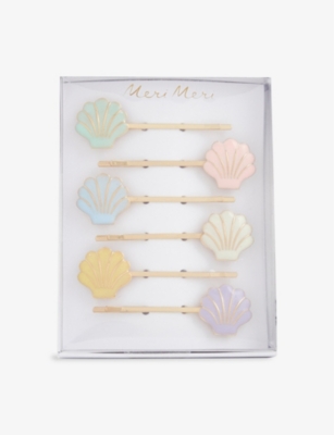 Meri Meri Girls Multi Kids Shell-embellished Enamel Hair Slides Set Of Six