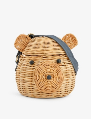 Meri Meri Girls Multi Kids Bear Rattan Cross-body Bag