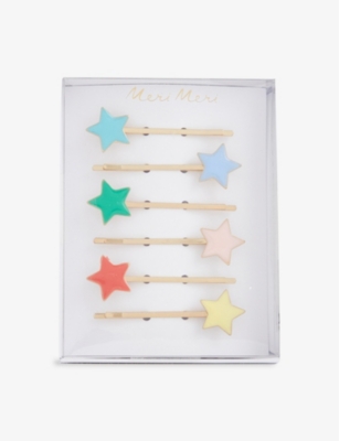 Meri Meri Girls Multi Kids Star-embellished Enamel Hair Slides Set Of Six