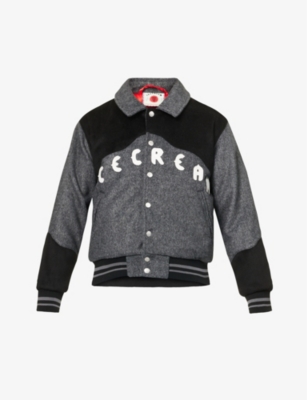 Icecream Logo-embroidered Varsity Jacket In Grey