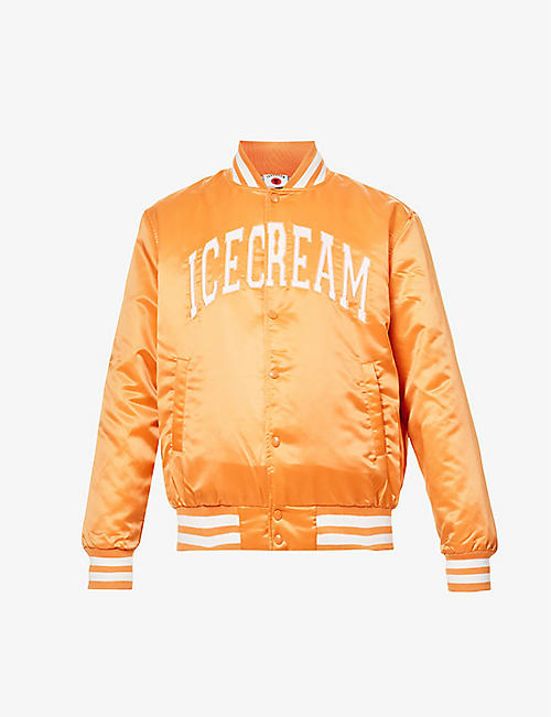 ICECREAM: Brand-embroidered ribbed-trim satin jacket
