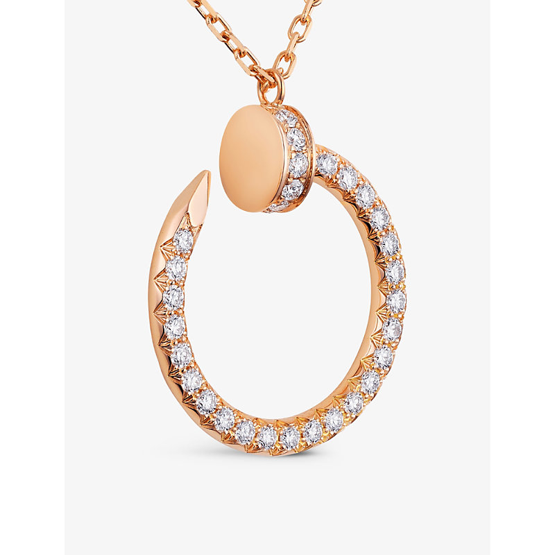 Shop Cartier Womens Rose Gold Juste Un Clou 18ct Rose-gold And 0.38ct Diamond Pendant Necklace