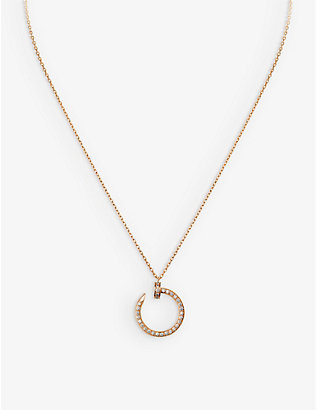 CARTIER: Juste un Clou 18ct rose-gold and 0.38ct diamond pendant necklace