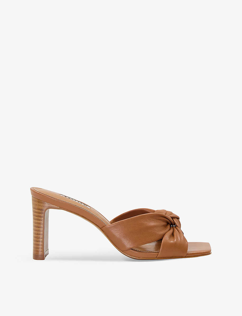 Dune Womens Tan-leather Maize Knot-detail Leather Mules