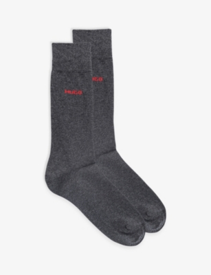 Hugo Boss Two-pack Of Regular-length Socks In Stretch Fabric In Charcoal