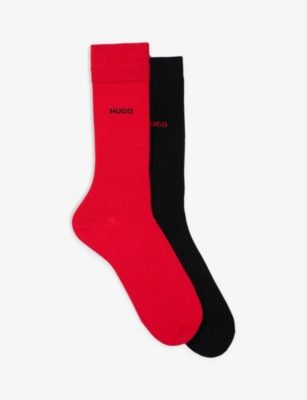 Hugo Branded Cotton-blend Socks In Pink