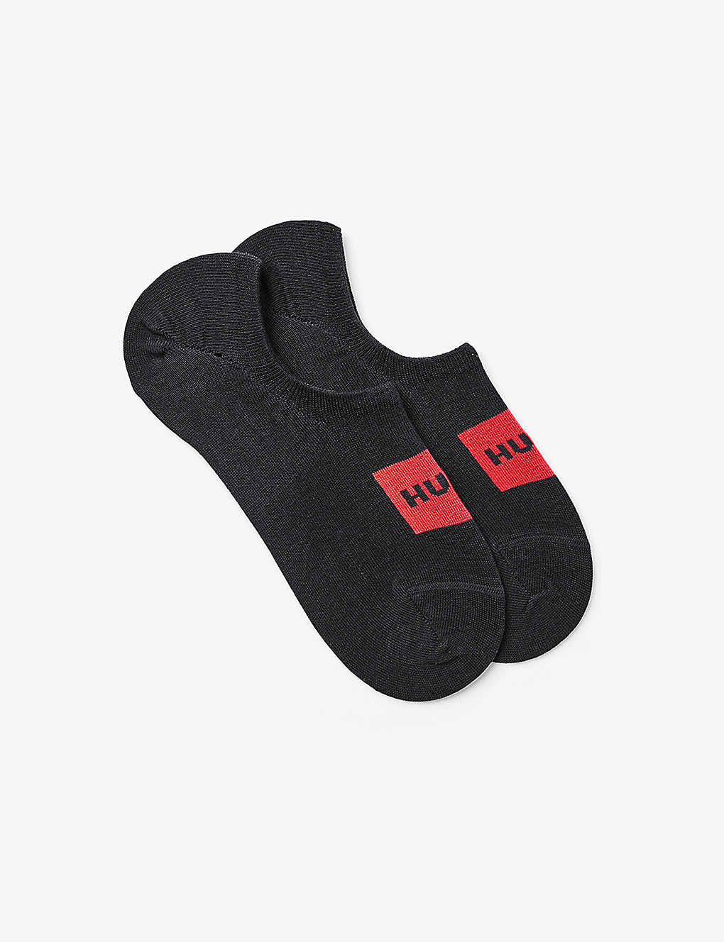 Hugo Pack Of Two Logo-label Ankle-length Cotton-blend Socks In Black