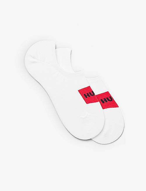 HUGO: Pack of two logo-label ankle-length cotton-blend socks