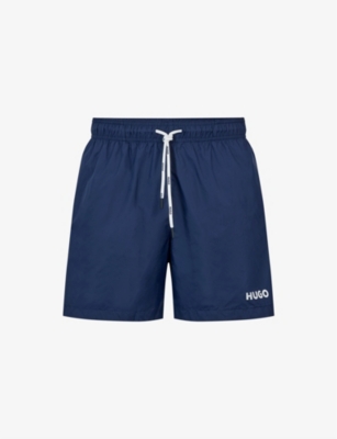 Hugo Mens Dark Blue Logo-print Swim Shorts In Dark Blue 405