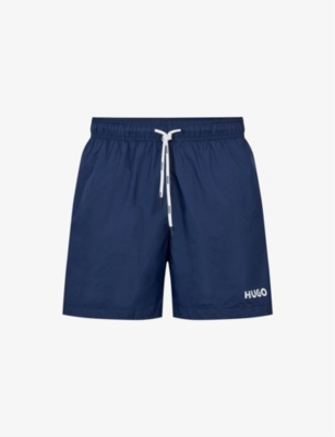 Hugo Boss Swim Shorts With Signature Stripe And Logo In Dark Blue