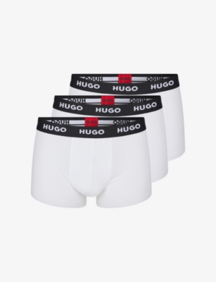 HUGO - Pack of three logo-waistband stretch-cotton trunks