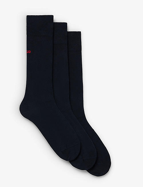 HUGO: Pack of three branded cotton-blend socks