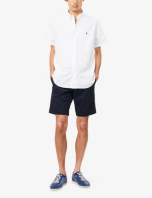 POLO RALPH LAUREN: Logo-embroidered flat-front stretch-cotton shorts