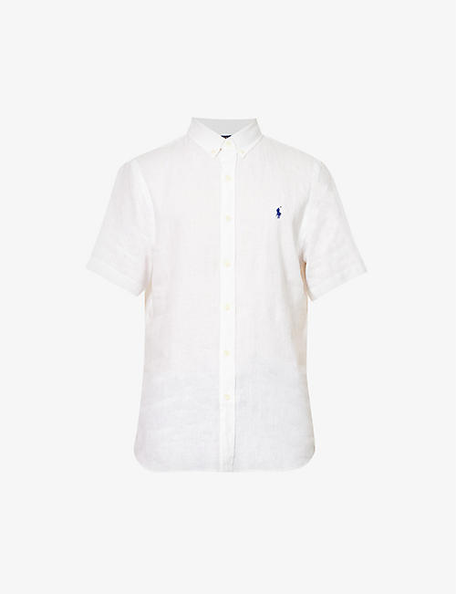 POLO RALPH LAUREN: Brand-embroidered regular-fit linen shirt