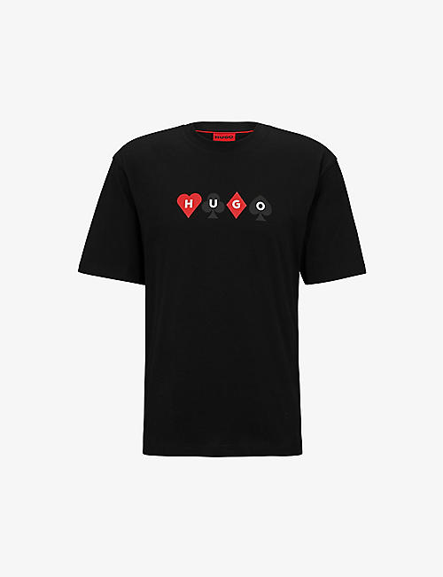 HUGO: Logo-print regular-fit cotton-jersey T-shirt